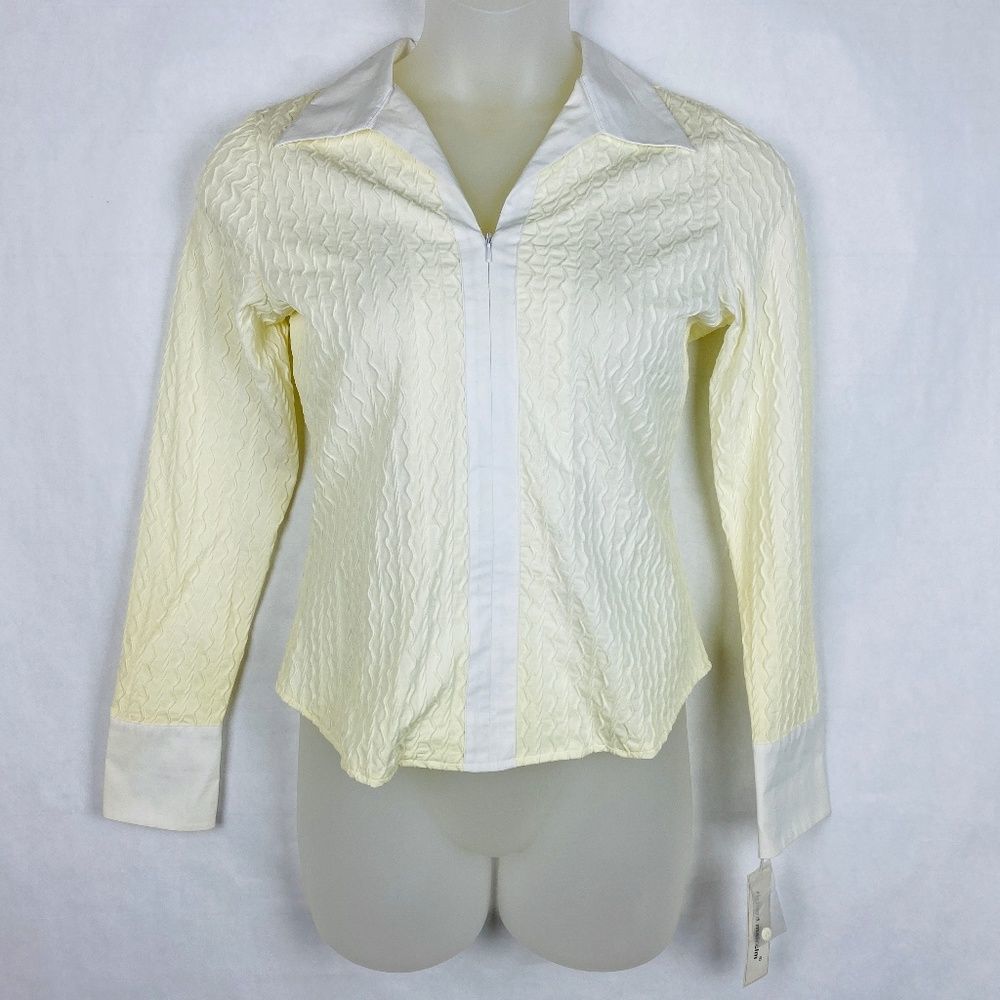 Richard Malcolm Textured Zip Up Long Sleeve Blouse